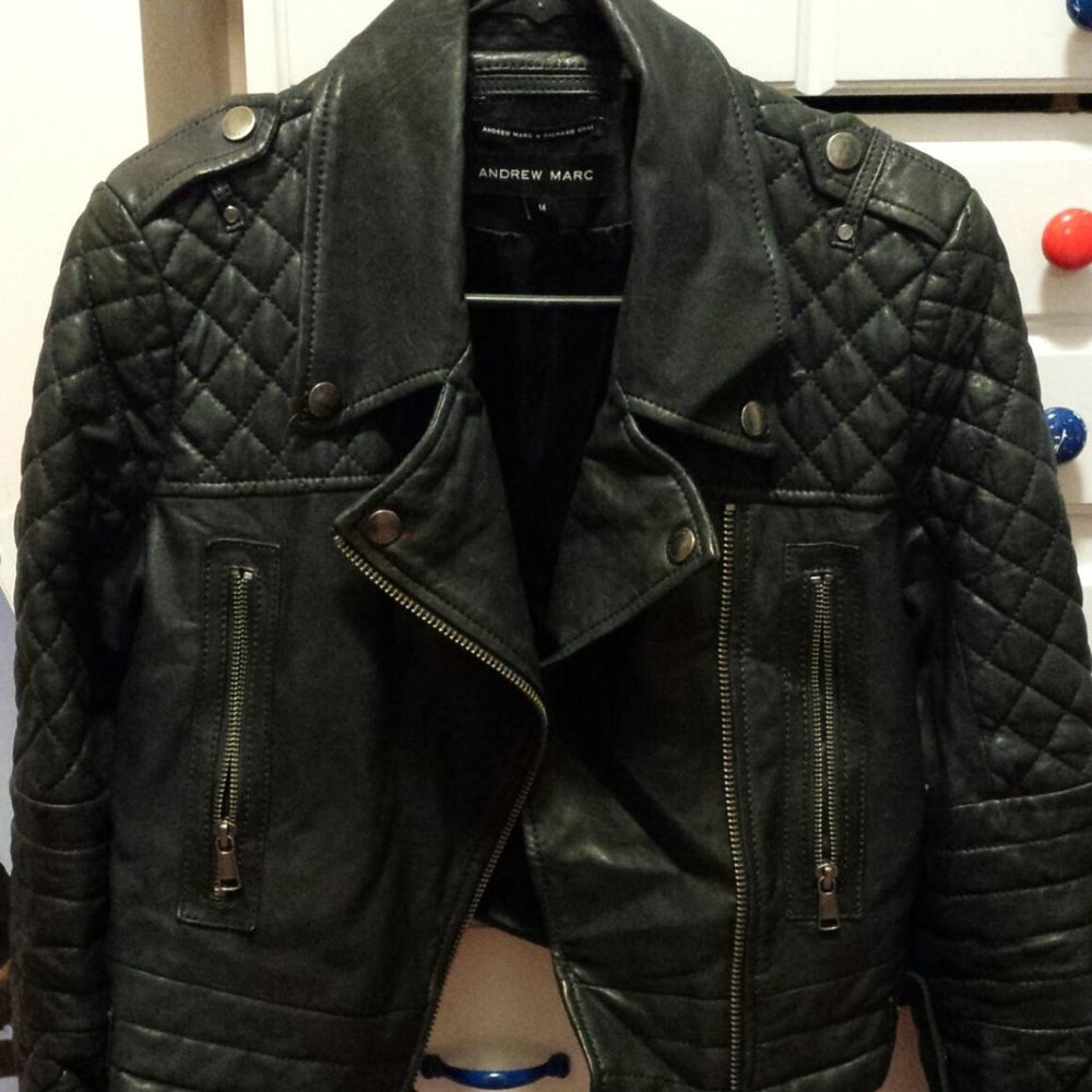 Navy Leather Jacket