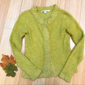 chartreuse cardigan sweater