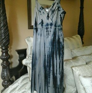 Black and gray tie dye dress