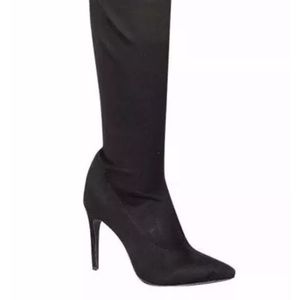 Over the Knee Black Faux Suede Boot