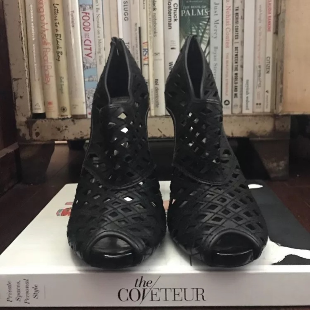 Carlos Santana Booties Leather Perforated Open Toe