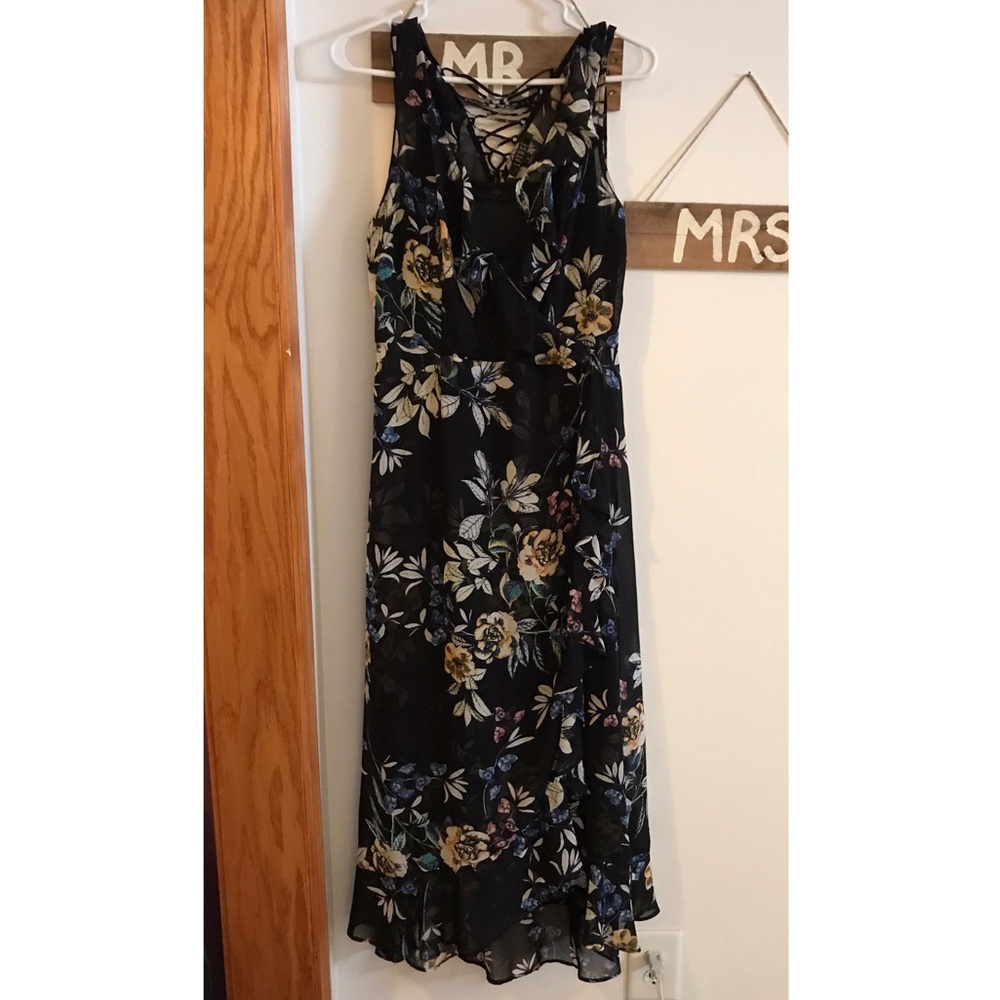 Floral faux wrap dress