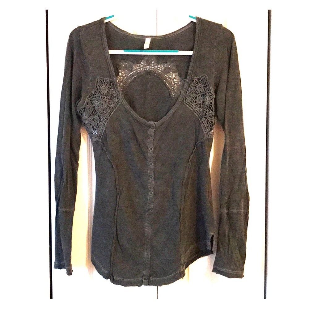 Free People long sleeve half button up