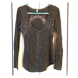 Free People long sleeve half button up