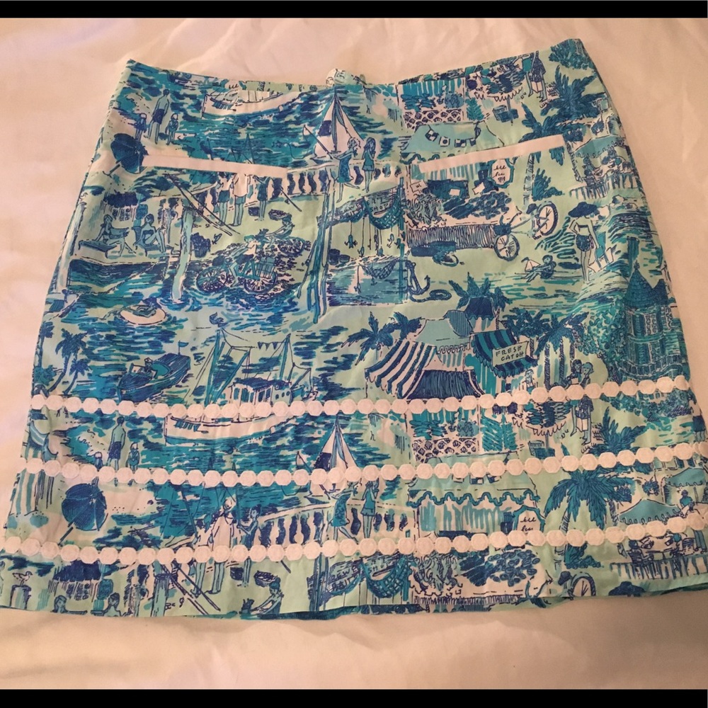 EUC Lilly Pulitzer fresh catch toile skirt, size 6