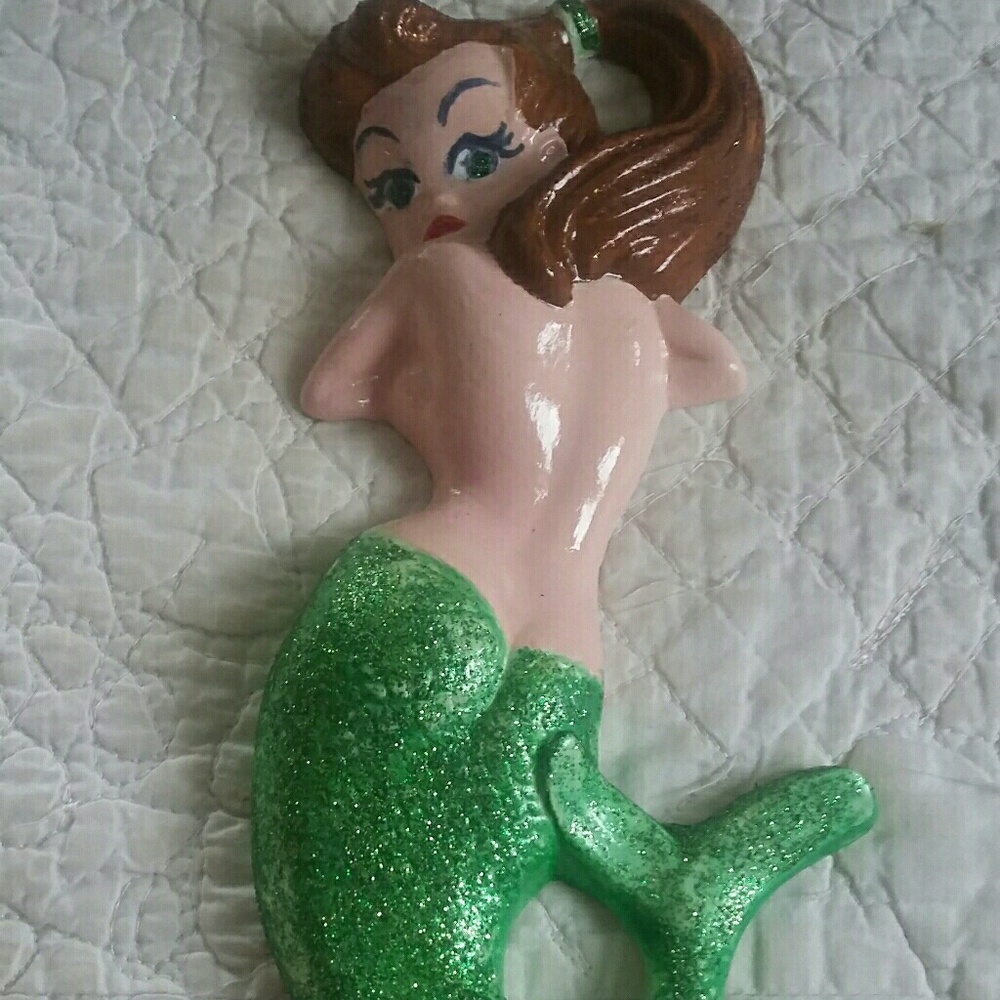Mermaid vintage, poured and hand painted, can do a