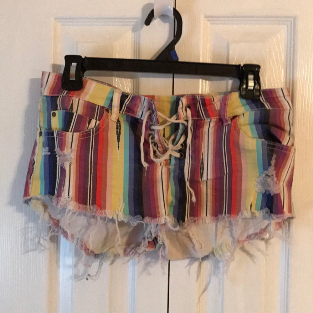 Lace Up Striped Billabong short shorts