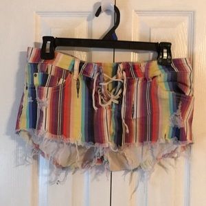 Lace Up Striped Billabong short shorts