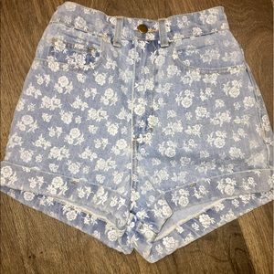 American Apparel Floral Denim jean shorts size 24