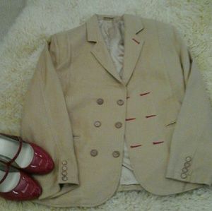 Cream and red blazer