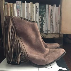 Mossimo Fringe Bootie Boots Suede-like Heel