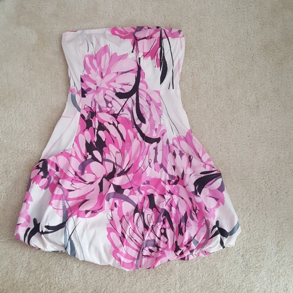 white and pink floral Armani exchange mini dress