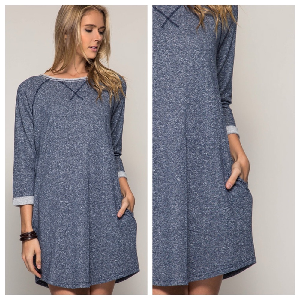🍁She+Sky🍁 French Terry Shift Dress w/ Pockets