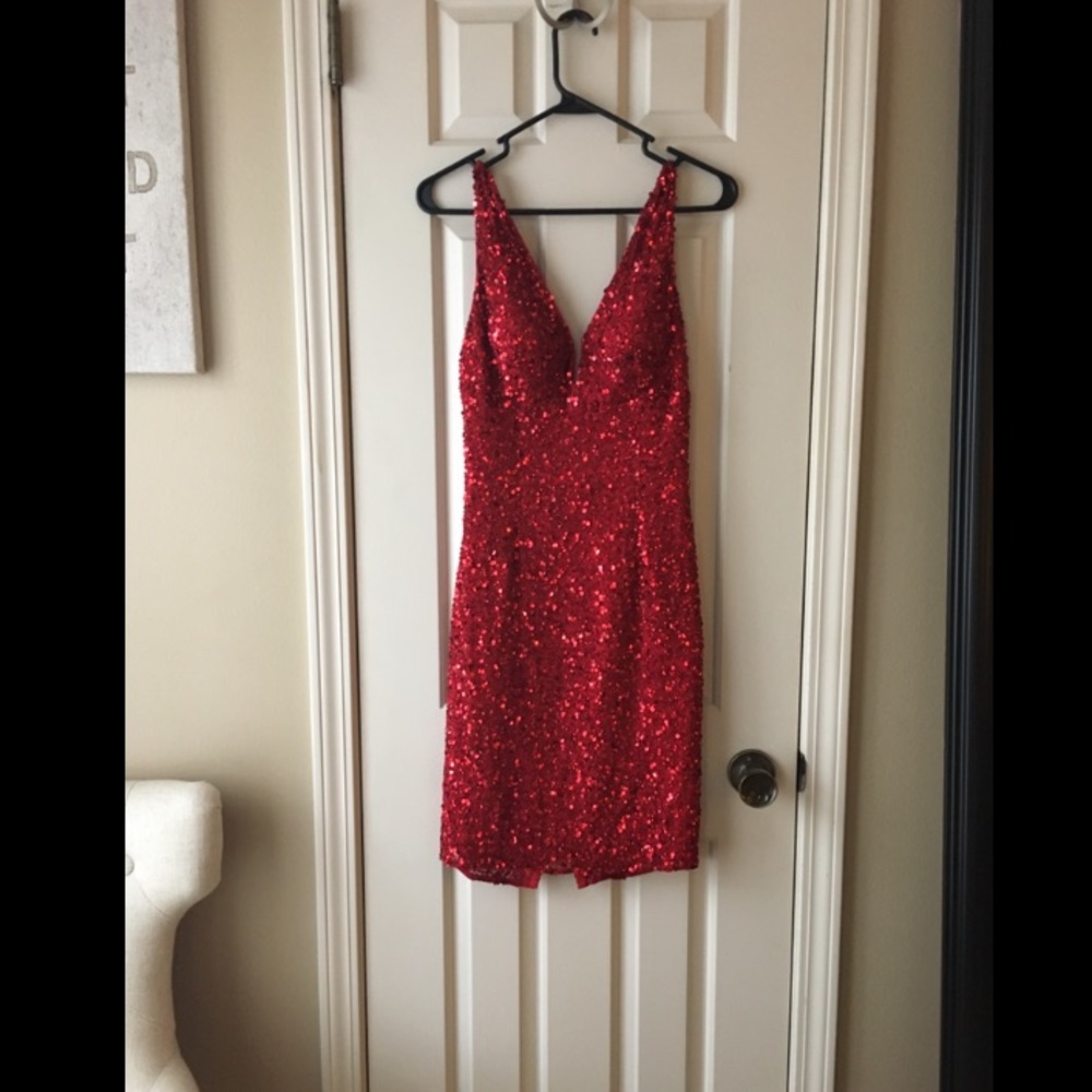 SCALA Red Sequin Short Dress