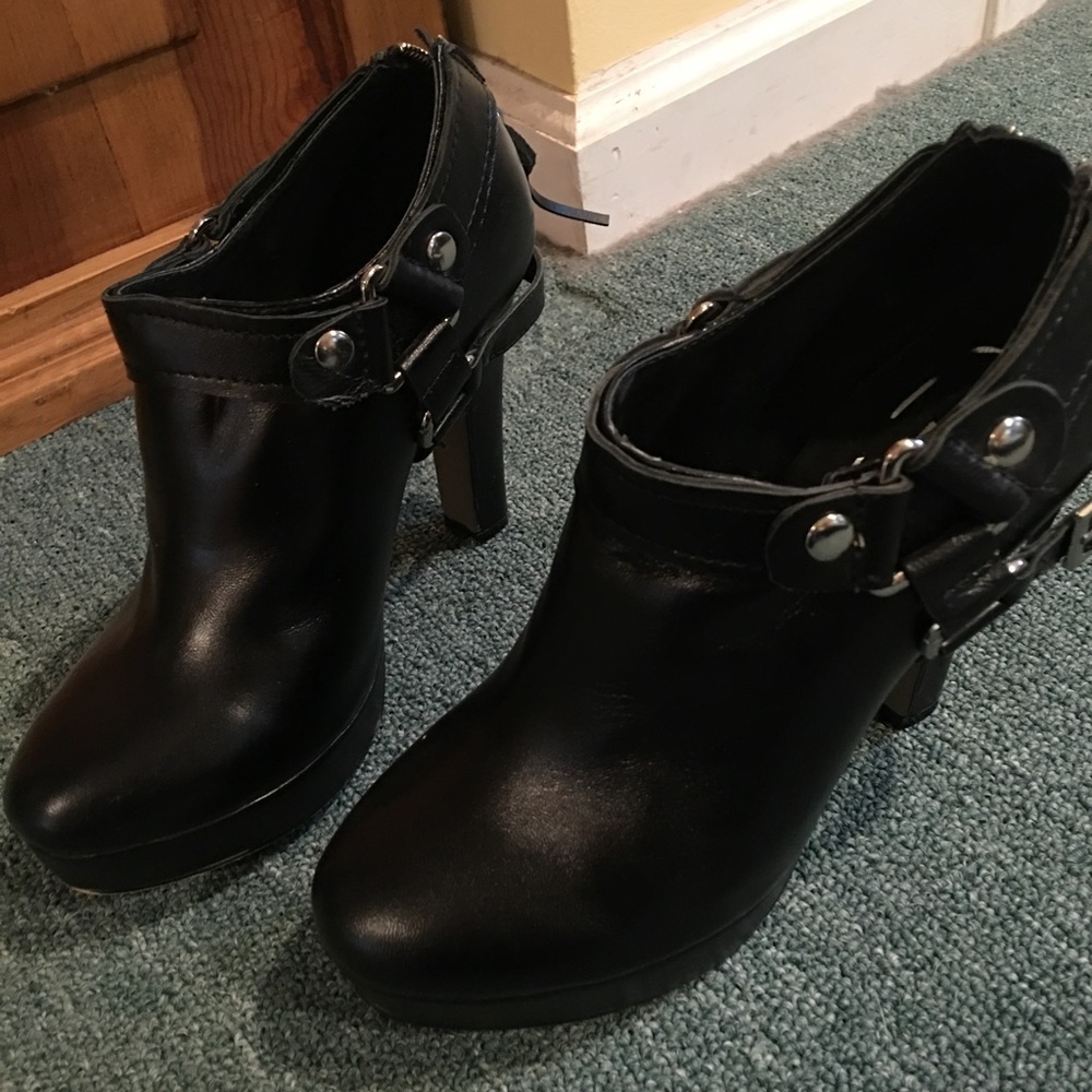 Miu Miu black biker look booties