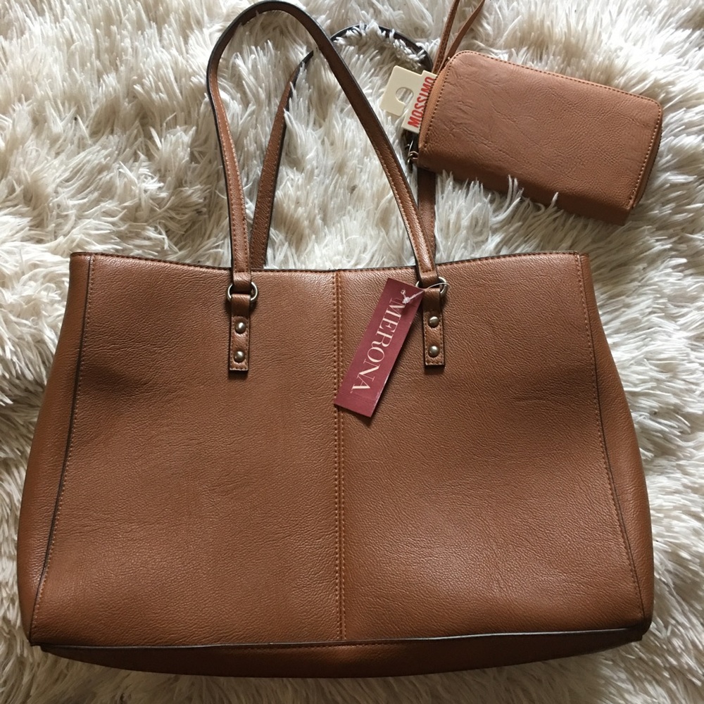 Camel Color Faux Leather Tote 👜