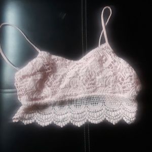 lace crop top NEW (pink)
