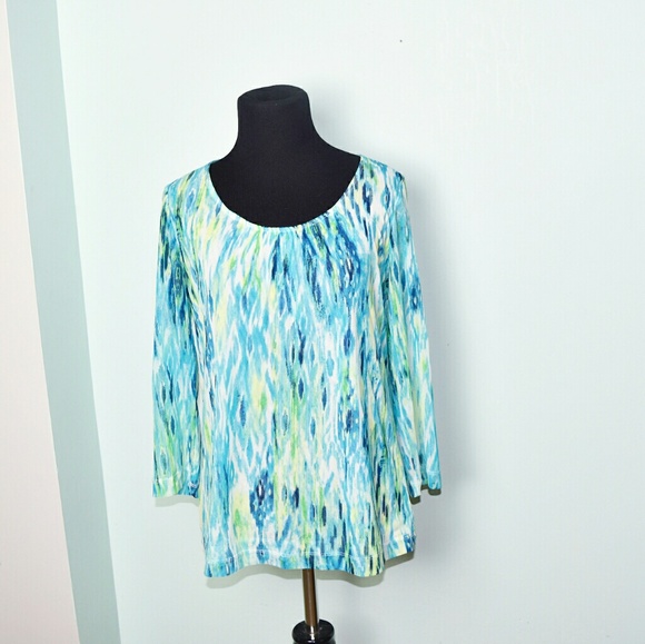 Chico's Tops - Chico's Blue and Green Abstract Print Blouse