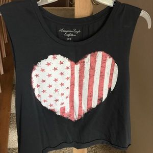 American flag heart crop top