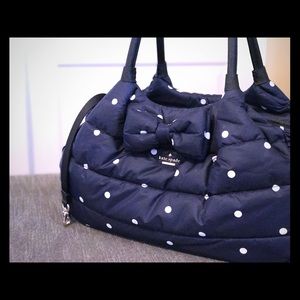 Kate Spaa Navy & White Polka Dot Baby Bag