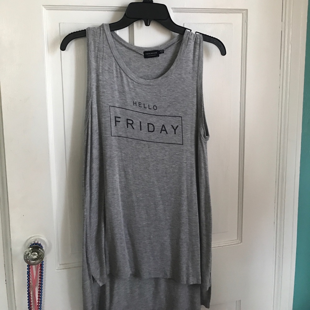 Medium size shirt. Says "Hello Friday" on front.