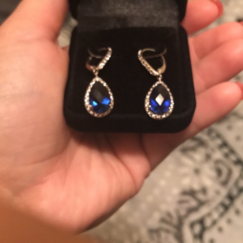 white gold and sapphire teardrop earrings