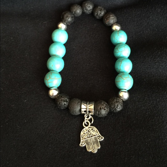 🌿Turquoise Hamsa Hand Yoga Diffuser Bracelet🌿 - Picture 6 of 6