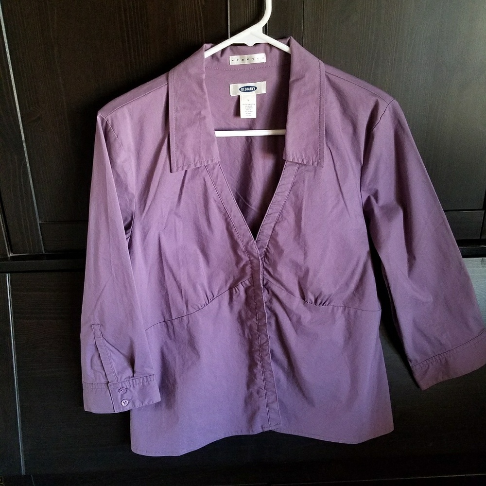 Lavender Fitted 3/4 sleeve Button Down