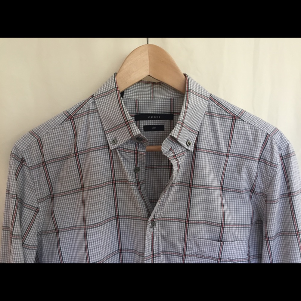 Gucci green-red-green dress shirt 15.5/39 EUC
