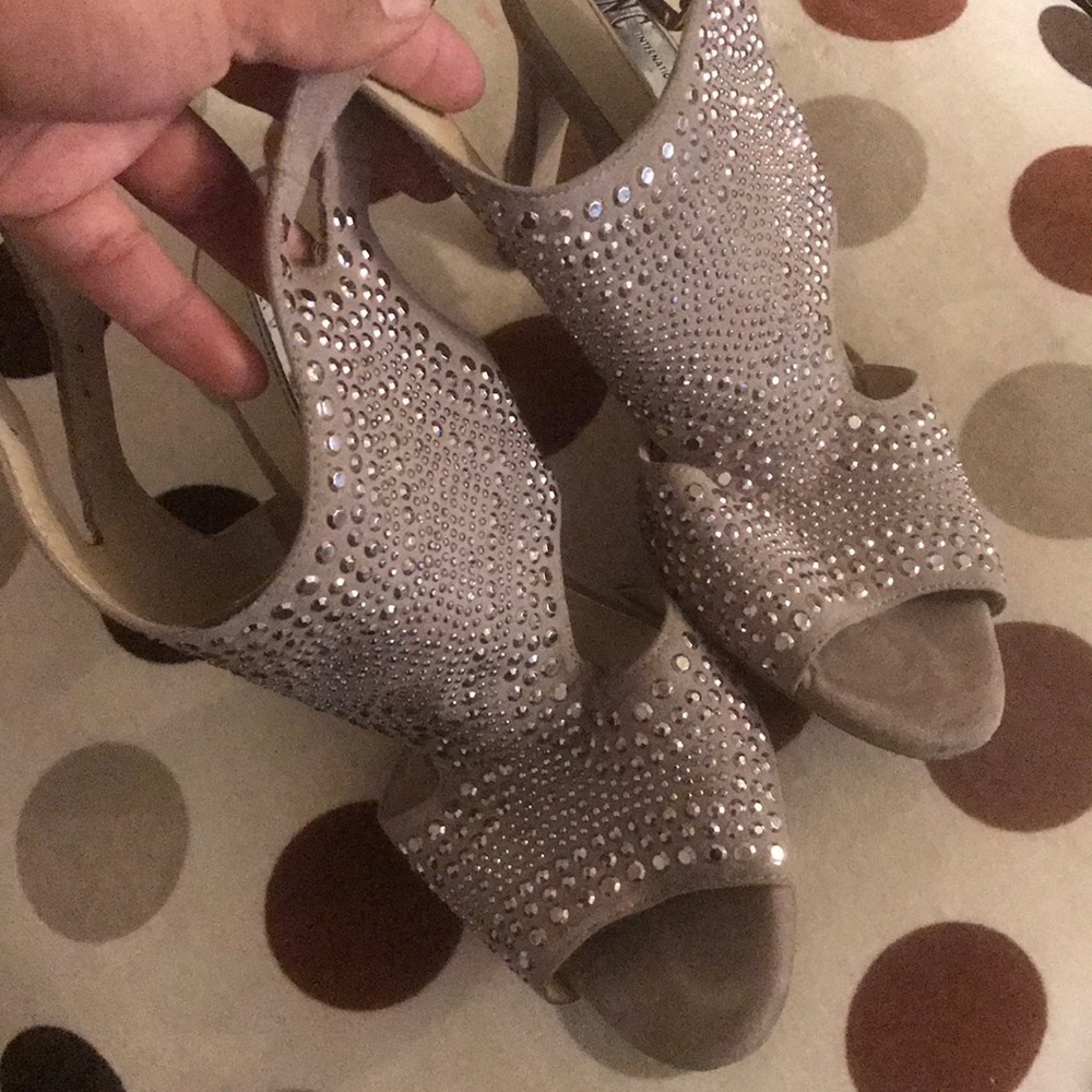 Cream sequin heels