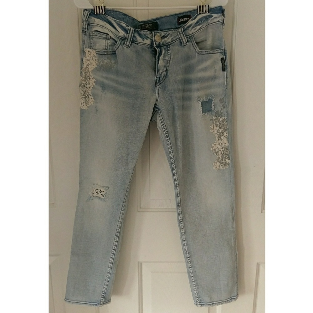 Silver super stretch cropped jeans