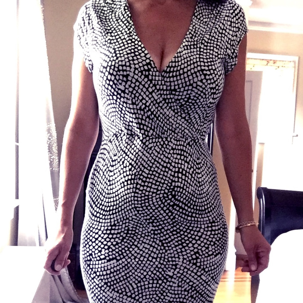 Black/white print midi bodycon