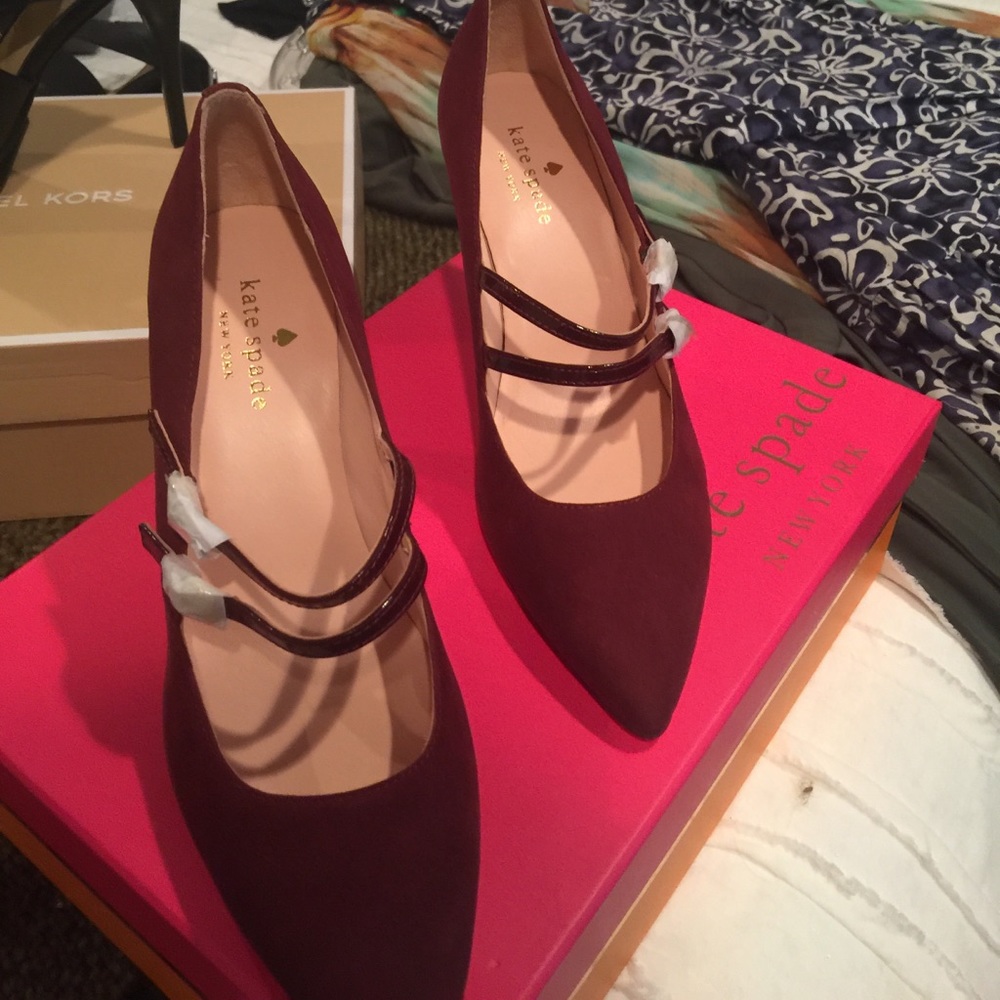 Kate Spade Red Wine Suede heels