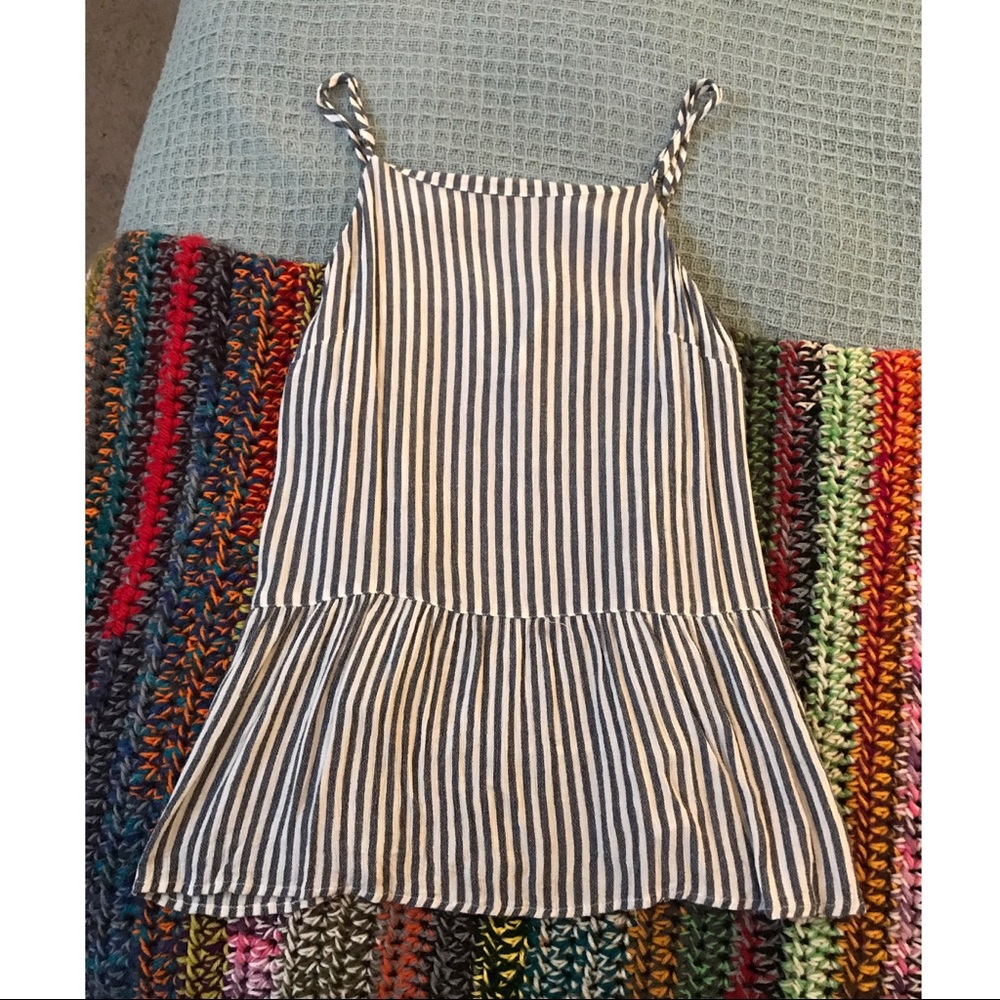 Striped high neck peplum tank