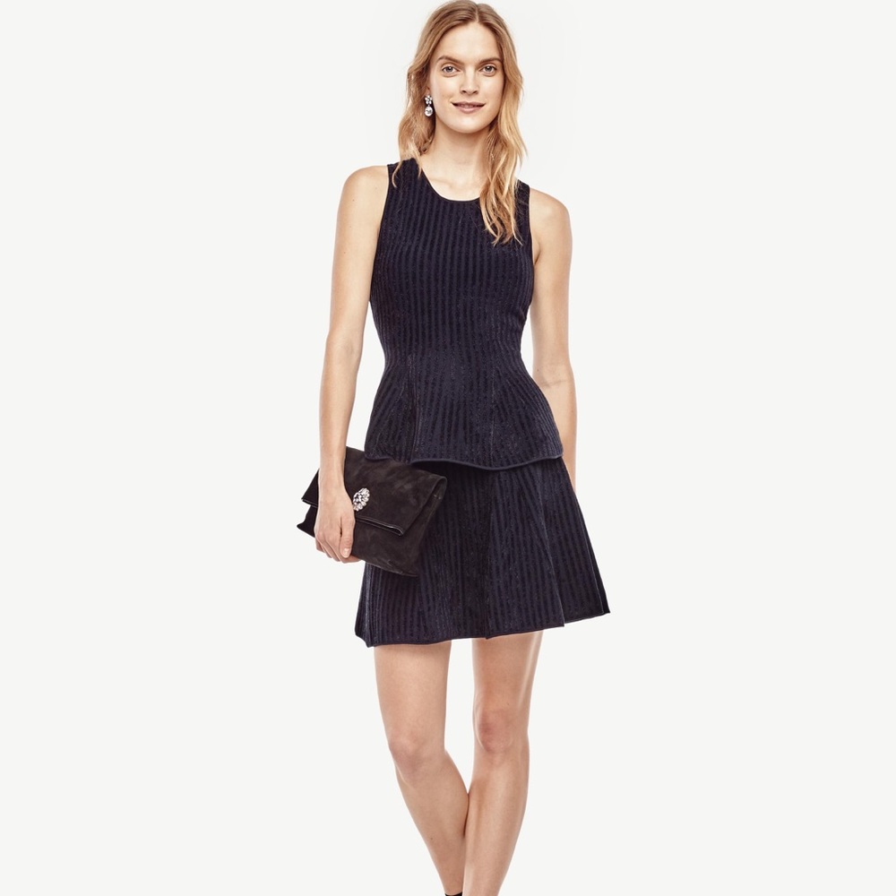 Ann Taylor striped flare sweater skirt