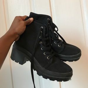 Black Canvas Booties