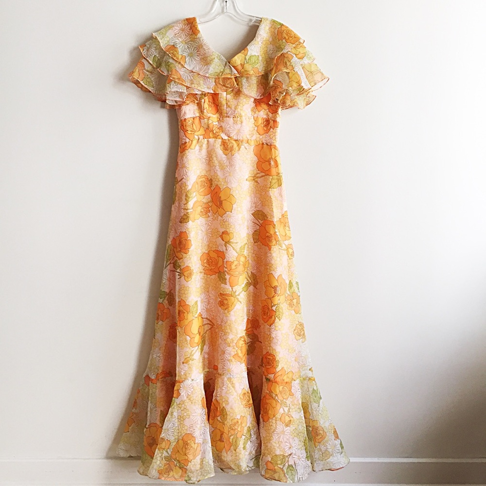 Vintage Sorbet Garden Dress with Pretty Ruffles! - Picture 1 of 7