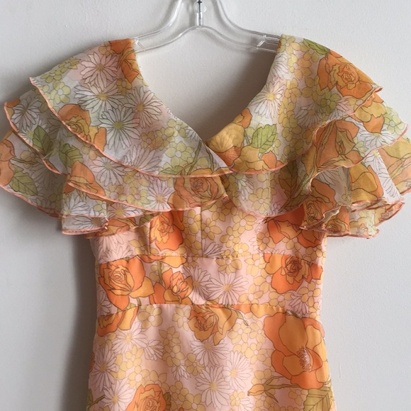 Vintage Sorbet Garden Dress with Pretty Ruffles! - Picture 2 of 7