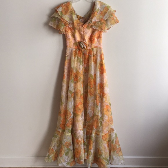 Vintage Sorbet Garden Dress with Pretty Ruffles! - Picture 5 of 7