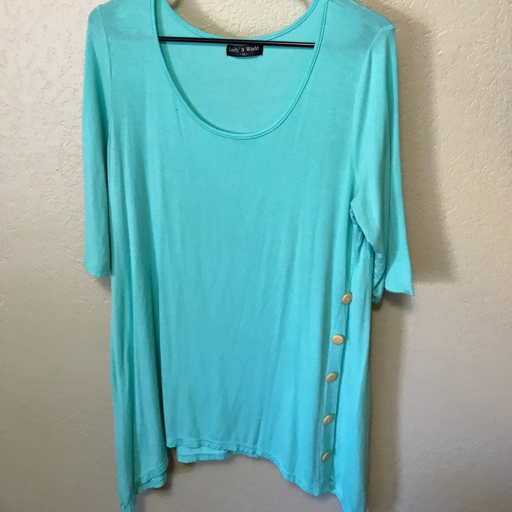 Teal side tail tunic