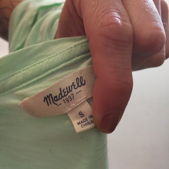 Madewell Top Mint Green V Neck Tee Shirt - Picture 5 of 7