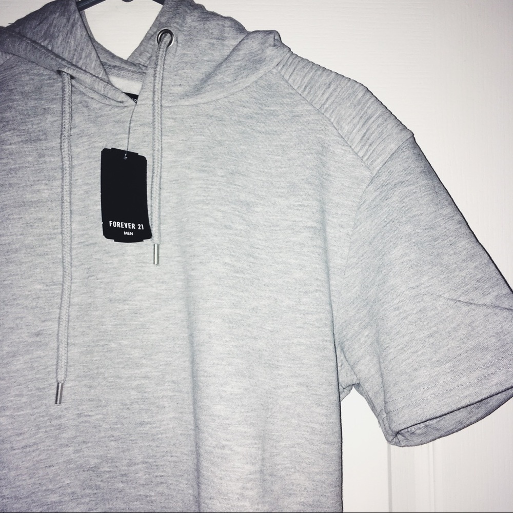 Robbed Yoke Hoodie / Short Sleeve Heather Grey
