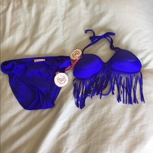 SALE! Royal blue fringe bikini