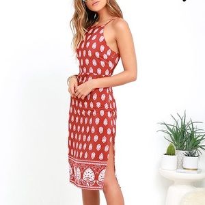 Lulu's Respeito Rust Print Midi