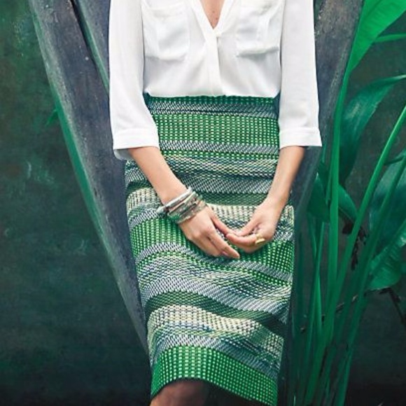 Anthropologie Dresses & Skirts - ❌Sold❌Leifsdottir Green Tweed Pencil Skirt