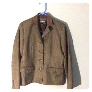 Liz Claiborne brown pattern suede collar Blazer