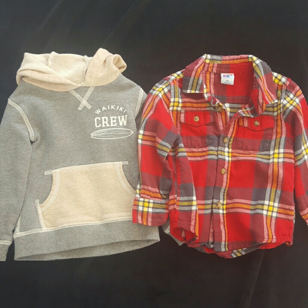 Bundle: 3T flannel shirt and hoodie