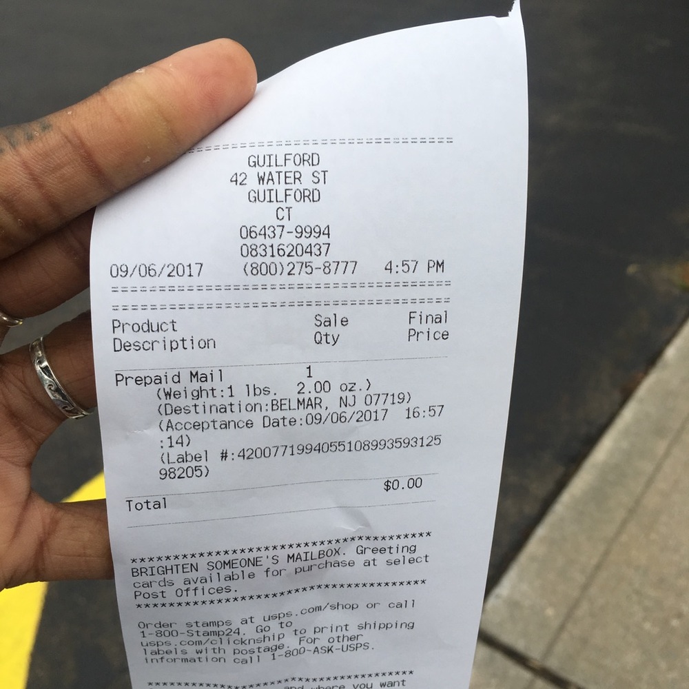 Shipping receipt