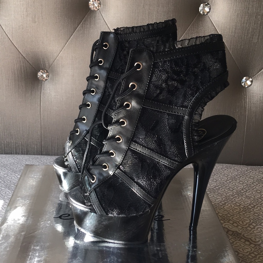 Floral Lace Lingerie Heels