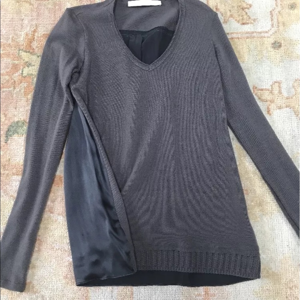 Lola and Sophie V Neck Knit with Silk Back